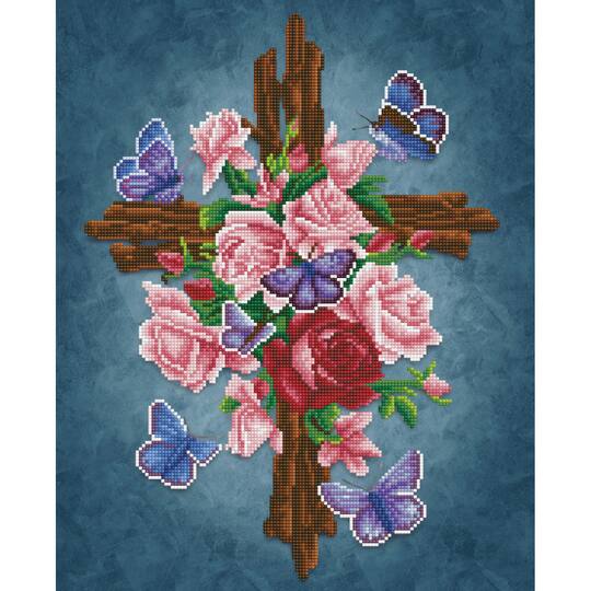 Diamond Dotz&#xAE; Flower Cross Diamond Painting Artwork Kit